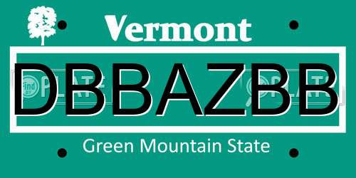DBBAZBB Vermont License Plate
