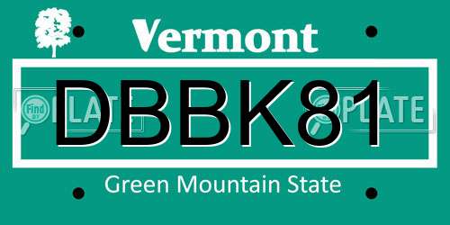 DBBK81 Vermont License Plate