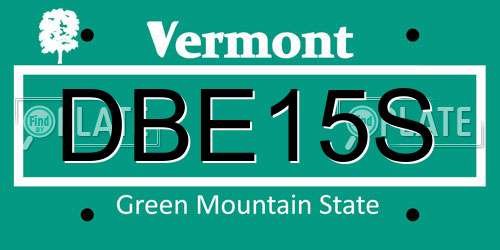 DBE15S Vermont License Plate