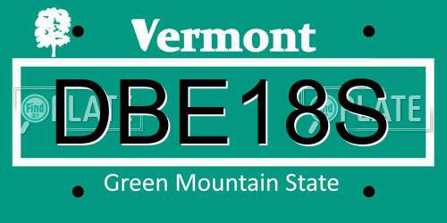 DBE18S Vermont License Plate