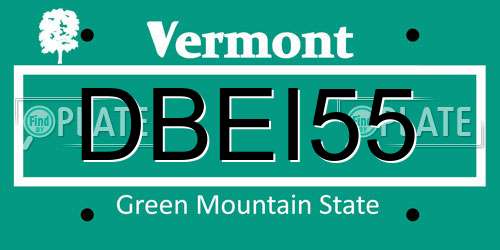 DBEI55 Vermont License Plate