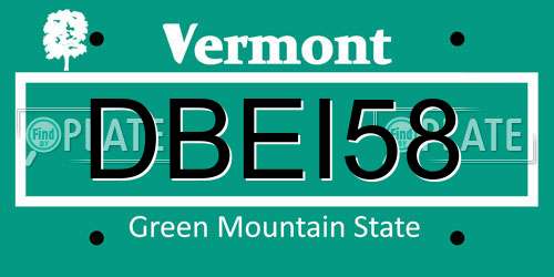 DBEI58 Vermont License Plate