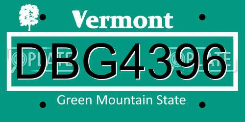 DBG4396 Vermont License Plate