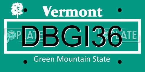 DBGI36 Vermont License Plate