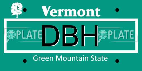 DBH Vermont License Plate