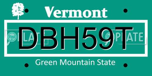DBH59T Vermont License Plate