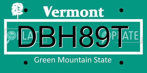 DBH89T Vermont License Plate