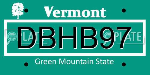 DBHB97 Vermont License Plate