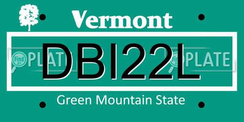 DBI22L Vermont License Plate