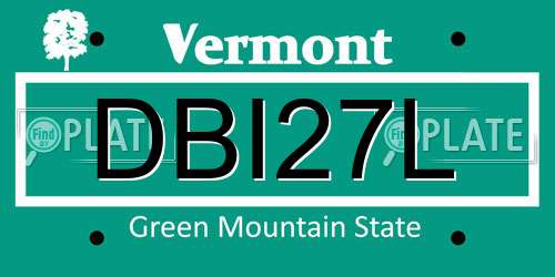 DBI27L Vermont License Plate