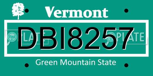 DBI8257 Vermont License Plate
