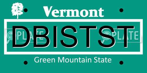 DBISTST Vermont License Plate