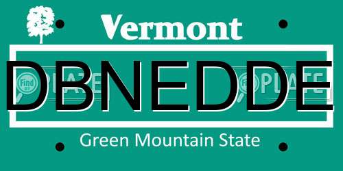 DBNEDDE Vermont License Plate