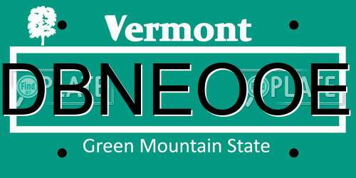 DBNEOOE Vermont License Plate