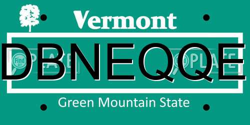 DBNEQQE Vermont License Plate
