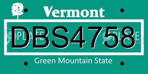 DBS4758 Vermont License Plate