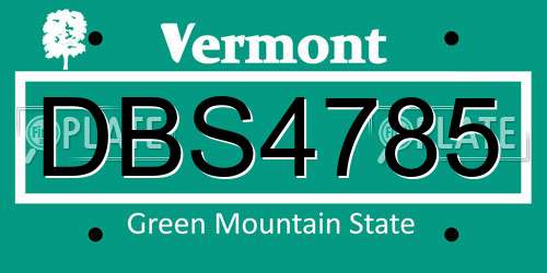 DBS4785 Vermont License Plate