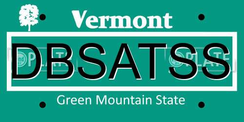DBSATSS Vermont License Plate