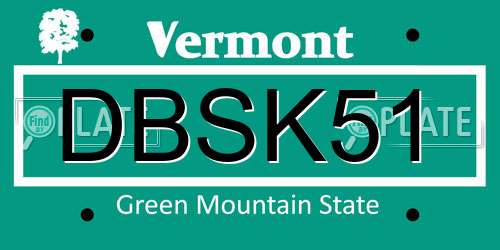 DBSK51 Vermont License Plate