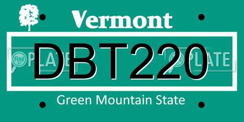 DBT220 Vermont License Plate