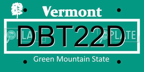 DBT22D Vermont License Plate