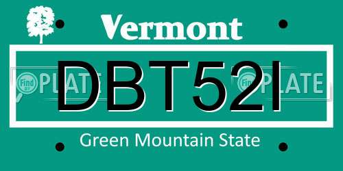 DBT52I Vermont License Plate