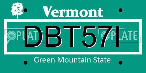 DBT57I Vermont License Plate