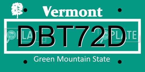 DBT72D Vermont License Plate
