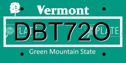 DBT72O Vermont License Plate