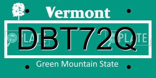 DBT72Q Vermont License Plate