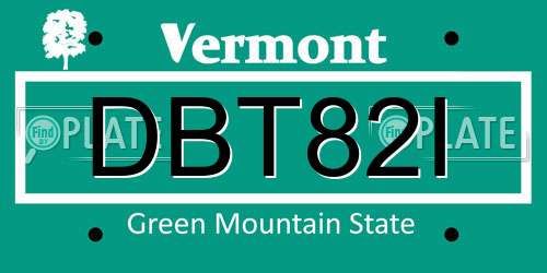 DBT82I Vermont License Plate