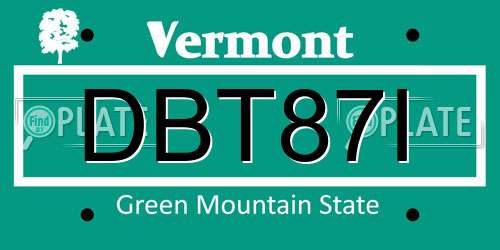 DBT87I Vermont License Plate