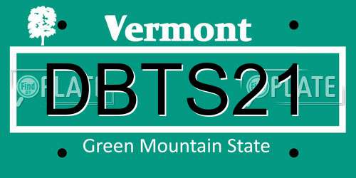 DBTS21 Vermont License Plate
