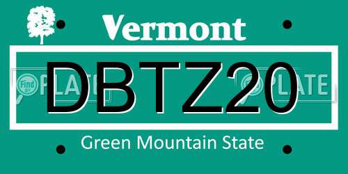 DBTZ20 Vermont License Plate