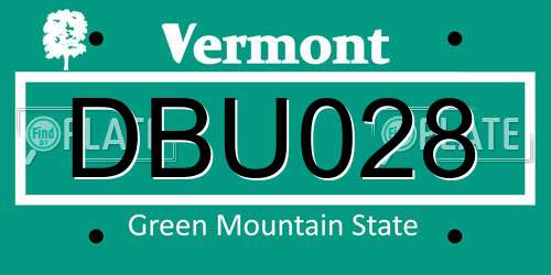 DBU028 Vermont License Plate