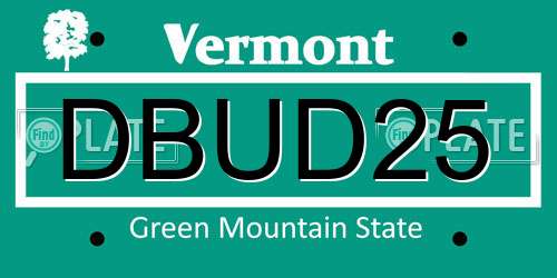 DBUD25 Vermont License Plate