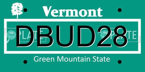 DBUD28 Vermont License Plate