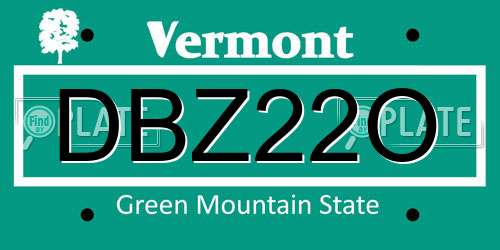 DBZ22O Vermont License Plate