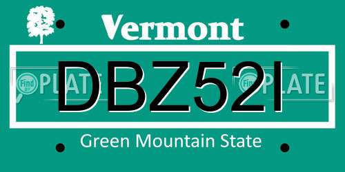DBZ52I Vermont License Plate