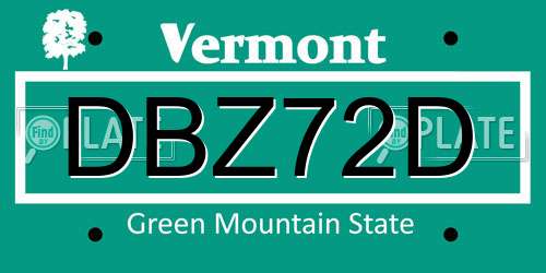 DBZ72D Vermont License Plate