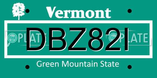 DBZ82I Vermont License Plate