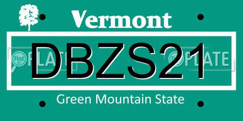 DBZS21 Vermont License Plate
