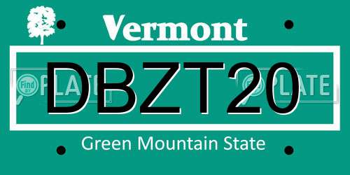 DBZT20 Vermont License Plate