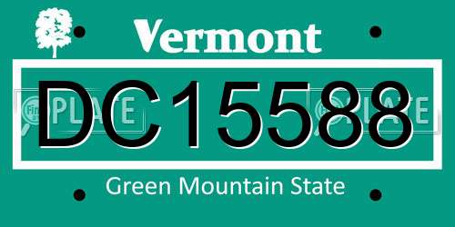 DC15588 Vermont License Plate