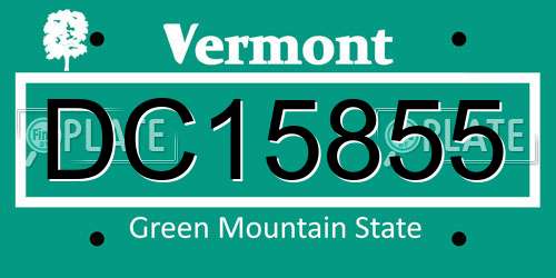 DC15855 Vermont License Plate