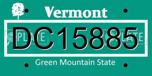 DC15885 Vermont License Plate