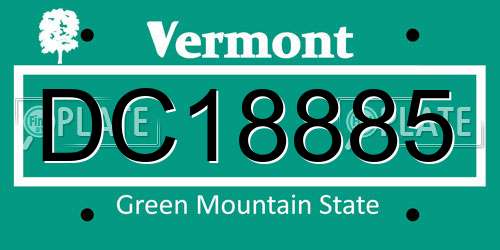 DC18885 Vermont License Plate