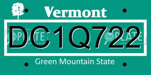 DC1Q722 Vermont License Plate