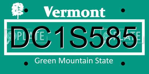DC1S585 Vermont License Plate
