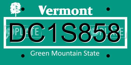 DC1S858 Vermont License Plate